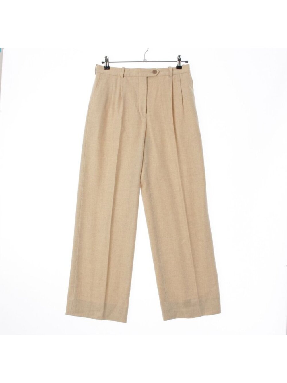 Hermes Gaultier Era Cashmere 2 Tuck Logo Line Wide Trousers Pants Beige